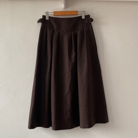 Brown Pure Wool Midi Skirt - Picture 2 of 7